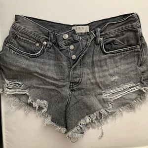 Free People black denim shorts